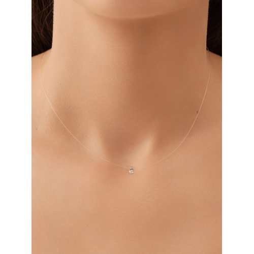 Колье на леске с замком из белого золота 585 пробы с бриллиантом