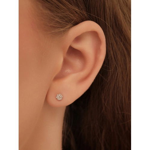 Серьги пусеты из золота 585 пробы с фианитами