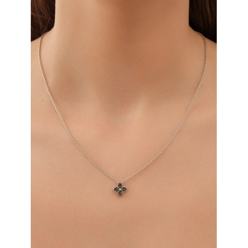 Подвеска бегунок из белого золота 585 пробы с черными бриллиантами