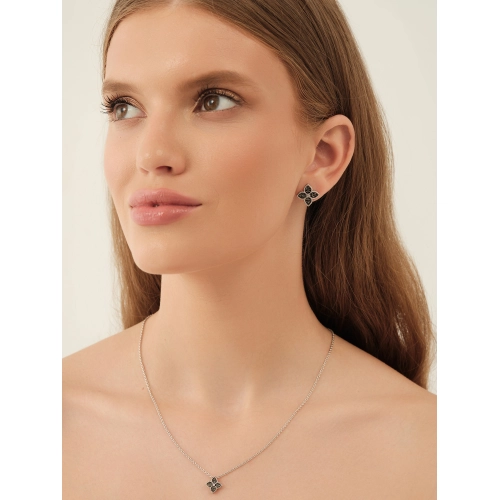 Подвеска бегунок из белого золота 585 пробы с черными бриллиантами