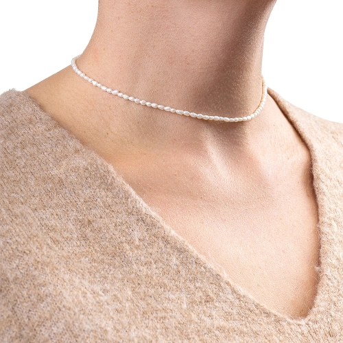 Жемчужный чокер с серебряным замком 925 пробы