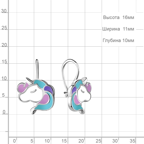 Серьги петельки из серебра 925 пробы с эмалью