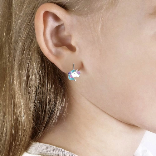 Серьги петельки из серебра 925 пробы с эмалью