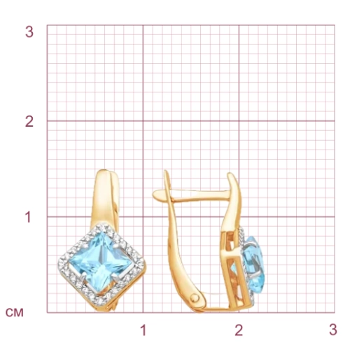 Серьги из золота 585 пробы с топазами и фианитами
