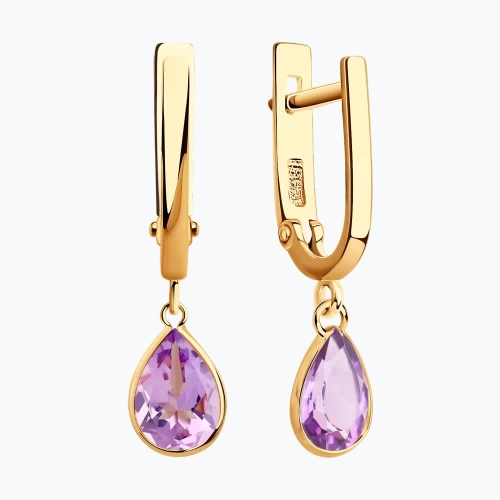 Серьги из золота 585 пробы с аметистами