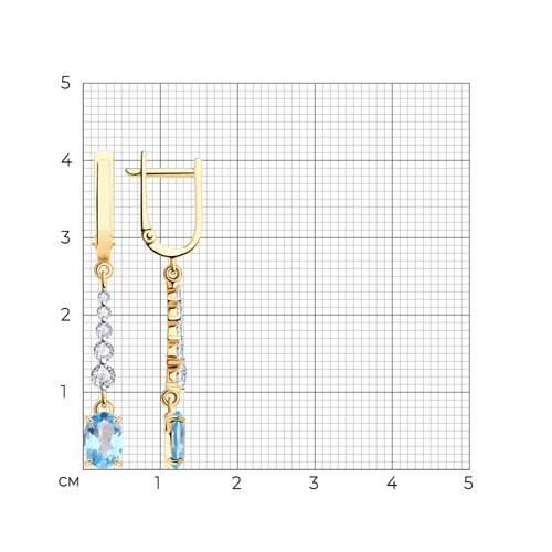 Серьги из золота 585 пробы с топазами и фианитами