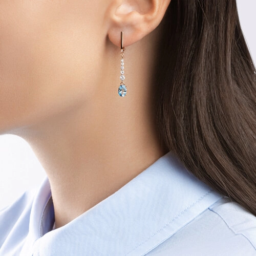 Серьги из золота 585 пробы с топазами и фианитами