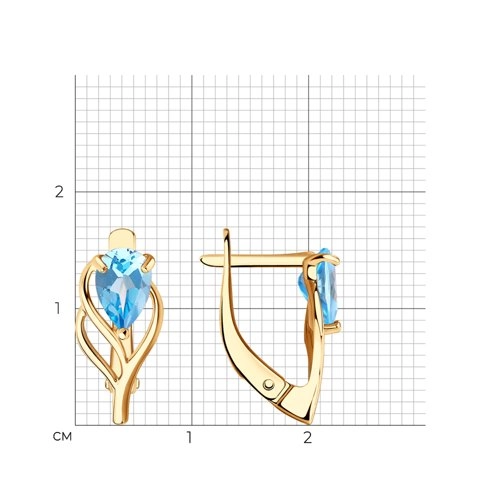 Серьги из золота 585 пробы с топазами