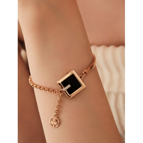 Браслет из золота 585 пробы с ониксом и фианитами