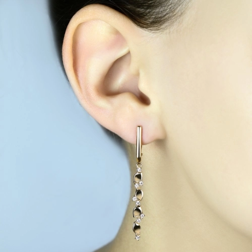 Серьги из золота 585 пробы с фцирконами