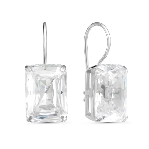 Серьги петельки из серебра 925 пробы с фианитами