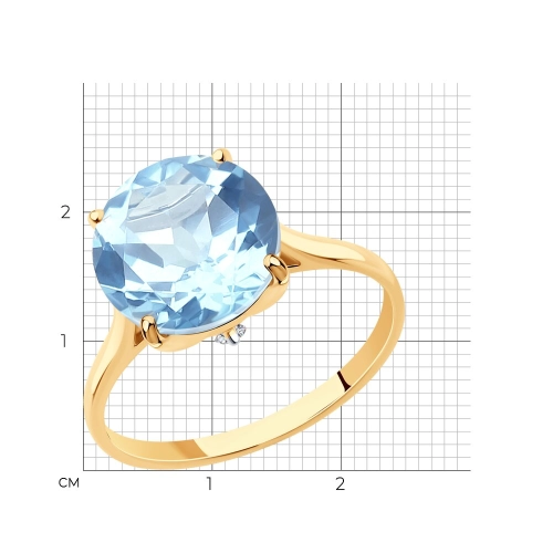 Кольцо из золота 585 пробы с топазом и финитами