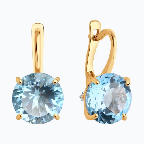 Серьги из золота 585 пробы с топазами и фианитами