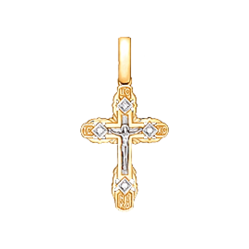 Подвеска Крест из золота 585 пробы с фианитами
