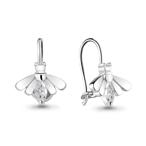 Серьги петельки из серебра 925 пробы с фианитами