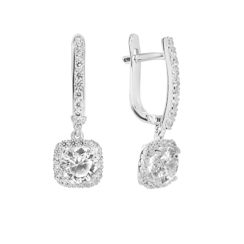 Серьги из серебра 925 пробы с фианитами
