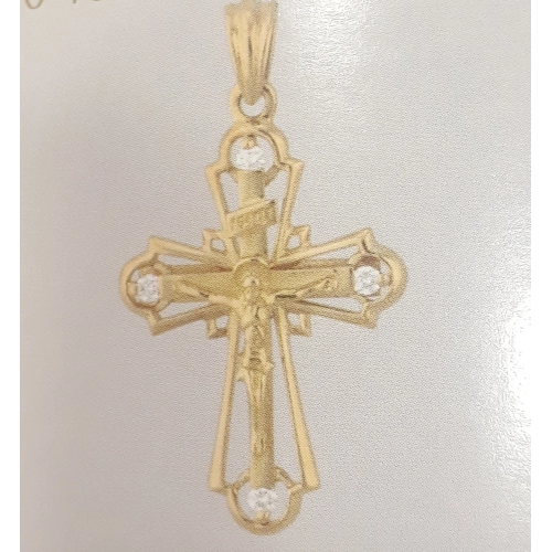 Подвеска Крест из белого золота 585 пробы с бриллиантами