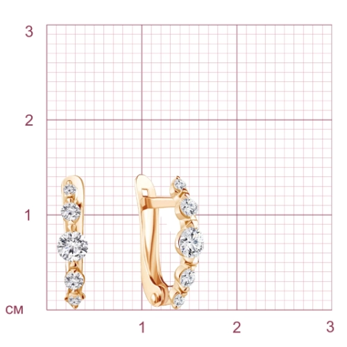 Серьги из золота 585 пробы с фианитами