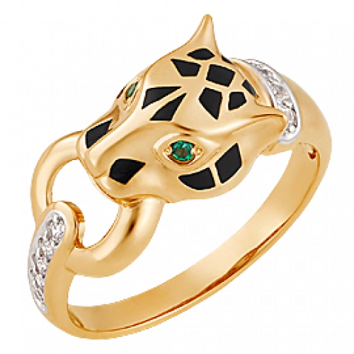 Кольцо (585) эмаль, фианит