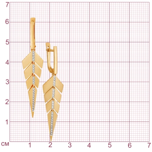 Серьги из желтого золота 585 пробы с фианитами