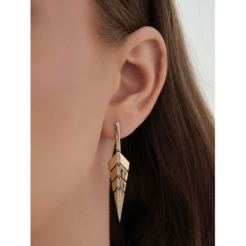 Серьги из желтого золота 585 пробы с фианитами