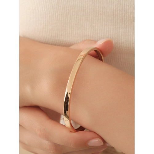 Жесткий браслет из золота 585 пробы с фианитами