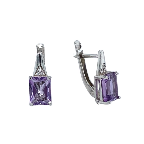 Серьги из серебра 925 пробы с аметистами и фианитами