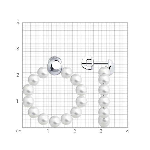 Серьги пусеты из серебра 925 пробы с искусственным жемчугом
