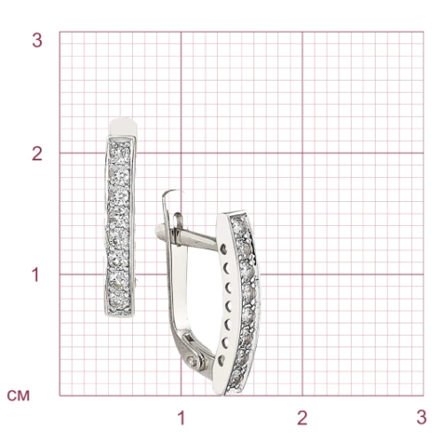 Серьги из белого золота 585 пробы с фианитами