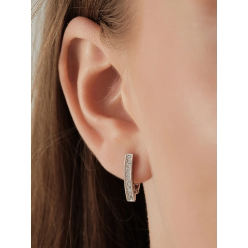 Серьги из белого золота 585 пробы с фианитами