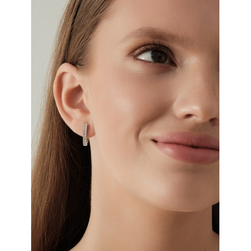 Серьги из белого золота 585 пробы с фианитами