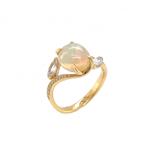 Кольцо (750 ж) опал, сапфир, бриллиант