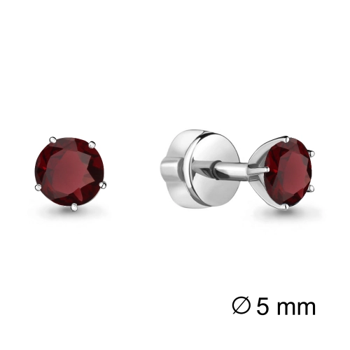 Серьги пусеты из серебра 925 пробы с гранатами