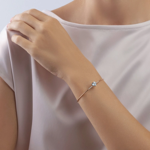 Браслет (585) топаз, фианит жесткий