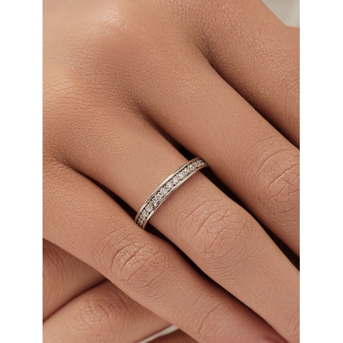 Обручальное кольцо из белого золота 585 пробы с бриллиантами