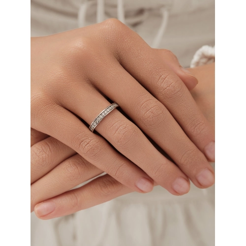 Обручальное кольцо из белого золота 585 пробы с бриллиантами