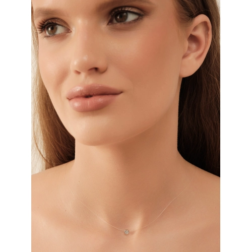 Колье на леске с замком из белого золота 585 пробы с бриллиантом