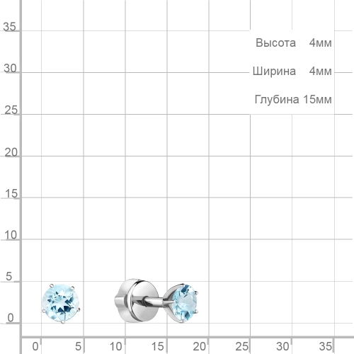 Серьги пусеты из серебра 925 пробы с топазами