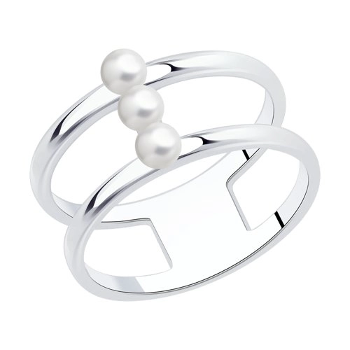 Кольцо из серебра 925 пробы с искусственным жемчугом