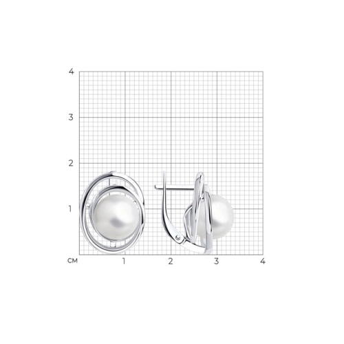 Серьги из серебра 925 пробы с искусственным жемчугом