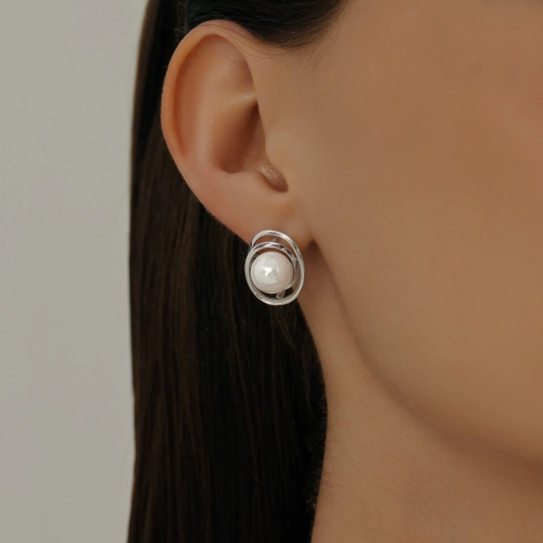 Серьги из серебра 925 пробы с искусственным жемчугом