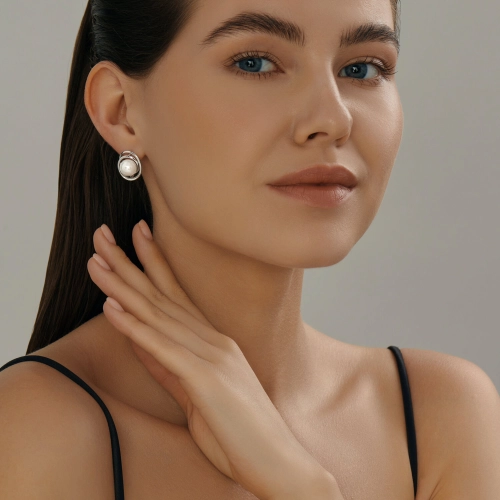 Серьги из серебра 925 пробы с искусственным жемчугом