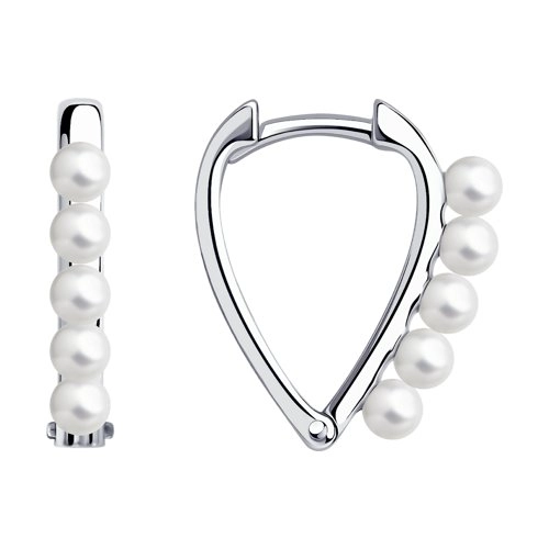 Серьги из серебра 925 пробы с искусственным жемчугом