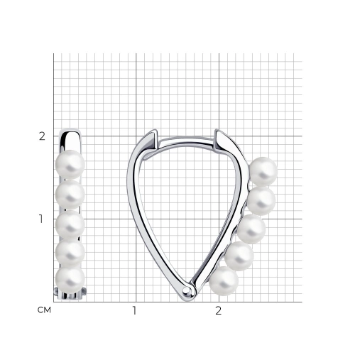 Серьги из серебра 925 пробы с искусственным жемчугом