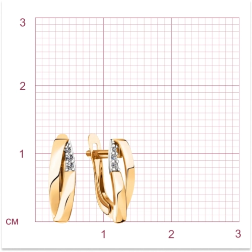 Серьги из золота 585 пробы с фианитами