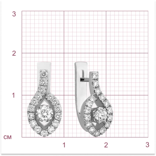 Серьги из белого золота 585 пробы с бриллиантами