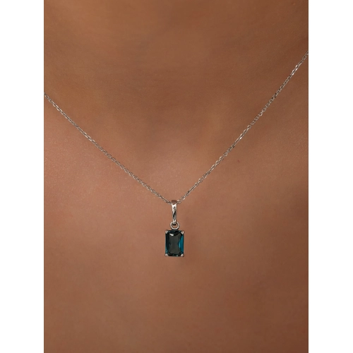 Подвеска из белого золота 585 пробы с топазом London Blue