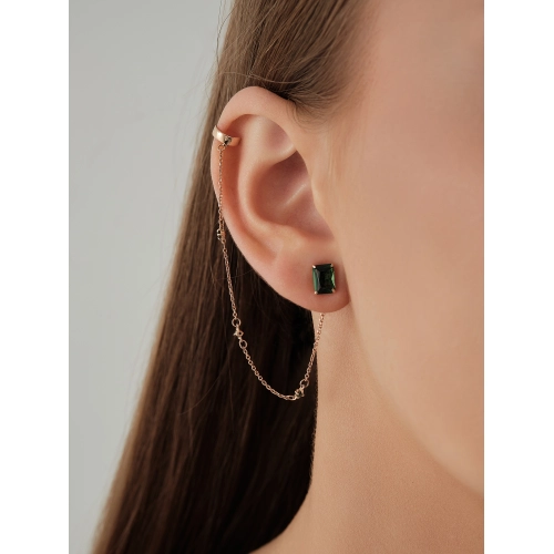 Серьга (585 ж) турмалин синт. каффа