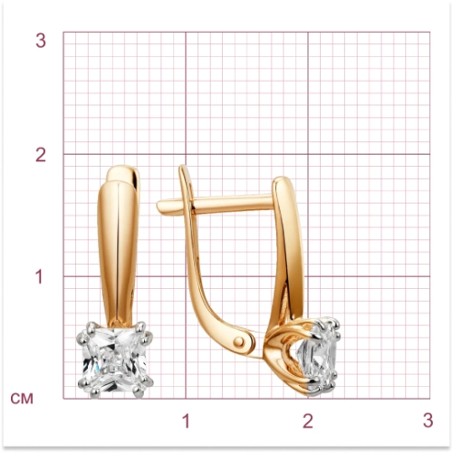 Серьги из золота 585 пробы с фианитами