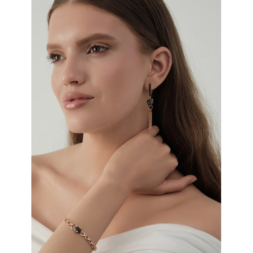 Серьги из золота 585 пробы с цветными фианитами